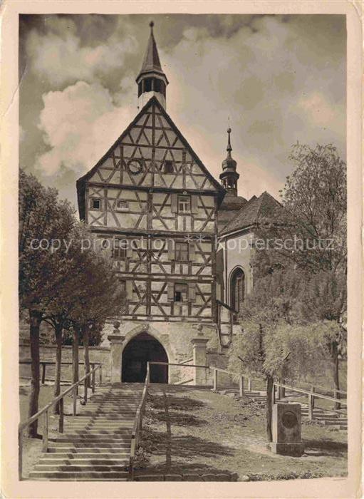 Burgbernheim Neustadt Aisch-Bad Windsheim Bayern Rathaus Fachwerkhaus Treppenauf