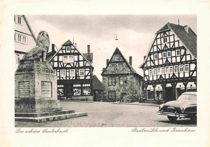 Eisenbach Vogelsbergkreis Lauterbach Hessen Stadtmuehle Brauhaus Loewendenkmal F