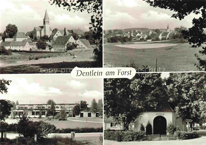 Dentlein am Forst ANSBACH Bayern Kirche Dorfansicht Teich Kapelle Schule Felder