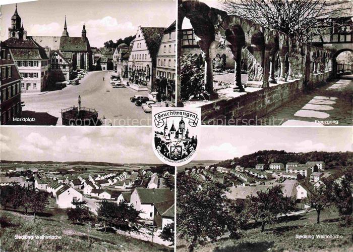 Feuchtwangen Marktplatz Kreuzgang Siedlung-Weiherlache Fachwerkhaeuser Kirche Me