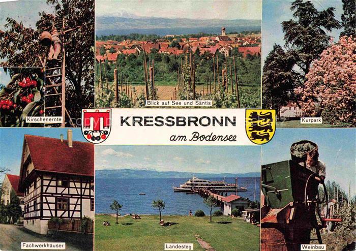 Kressbronn Bodensee BW Kirschenernte Bodensee Saentis Kurpark Fachwerkhaeuser La