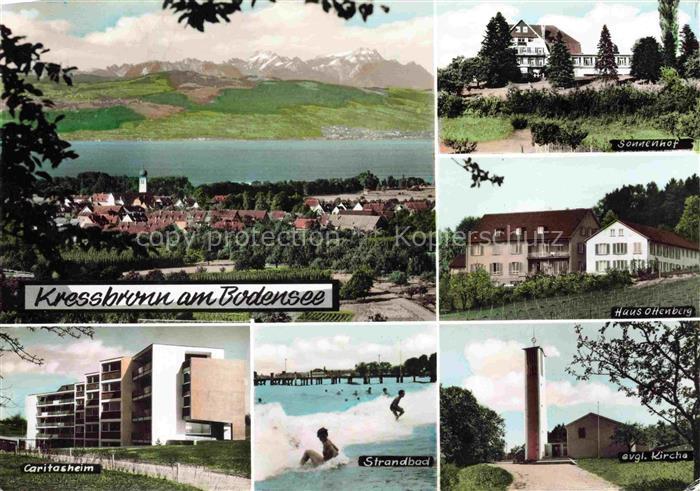 Kressbronn Bodensee BW Sonnenhof Haus-Ottenbig Caritasheim Strandbad Evgl-Kirche