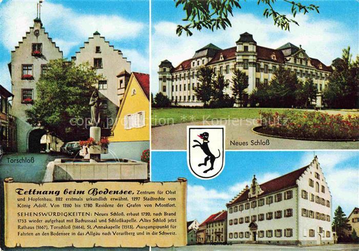 Tettnang Bodenseekreis BW Torschloss Neues-Schloss Rathaus Montfort Wappen Brunn