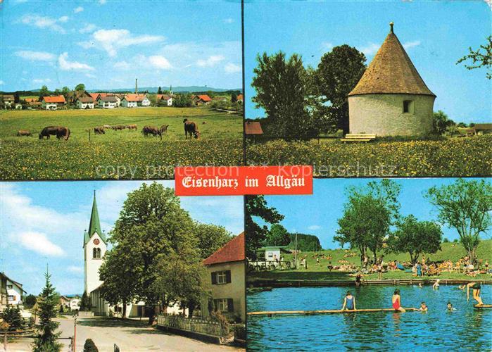 Eisenharz Argenbuehl Ravensburg BW Kuehe Weide Rundturm Kirche Freibad Schwimmba