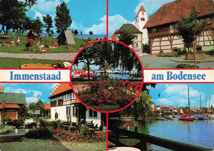 Immenstaad Bodensee BW Bodensee Strand Hafen Fachwerk Kirche Mehrbildkarte Segel