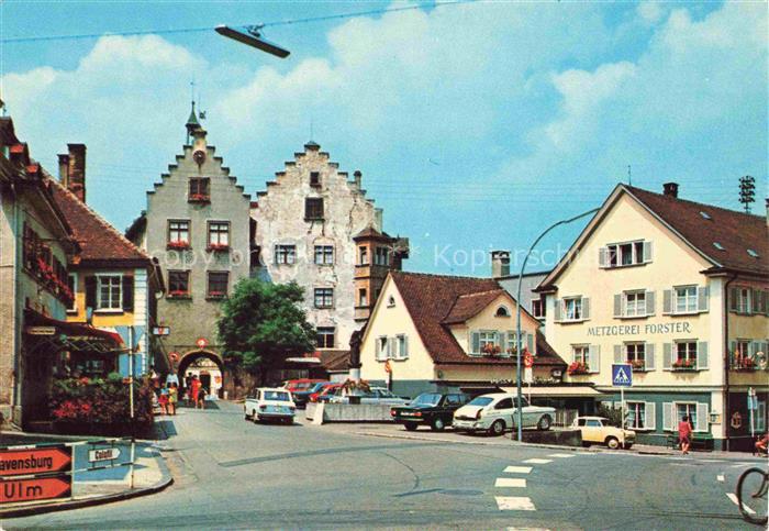 Tettnang Bodenseekreis BW Marktplatz Metzgerei-Forster Treppengiebel Strassensch