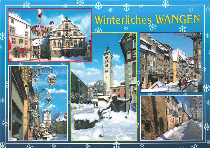 Wangen Allgaeu Bayern Rathaus Altstadt Turm Gassen Schnee Winter Maibaum Allgaeu