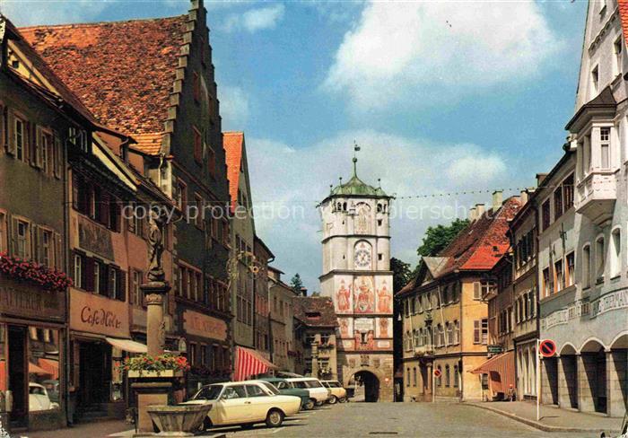 Wangen Allgaeu Bayern Stadtturm Altstadt Marktgasse Café-Koelle Stadttor Fresko