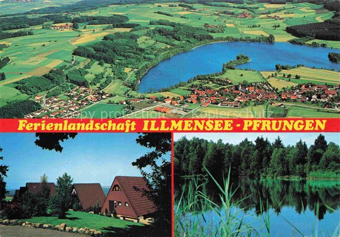 Illmensee Sigmaringen BW Illmensee See Ferienhaeuser Luftbild Felder Wald Schilf