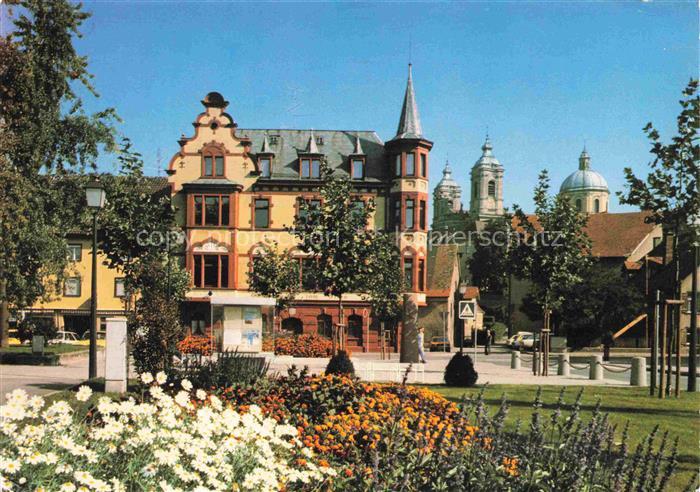 Weingarten Wuerttemberg Broner-Platz Stadtpark Basilika Jugendstilgebaeude Blume
