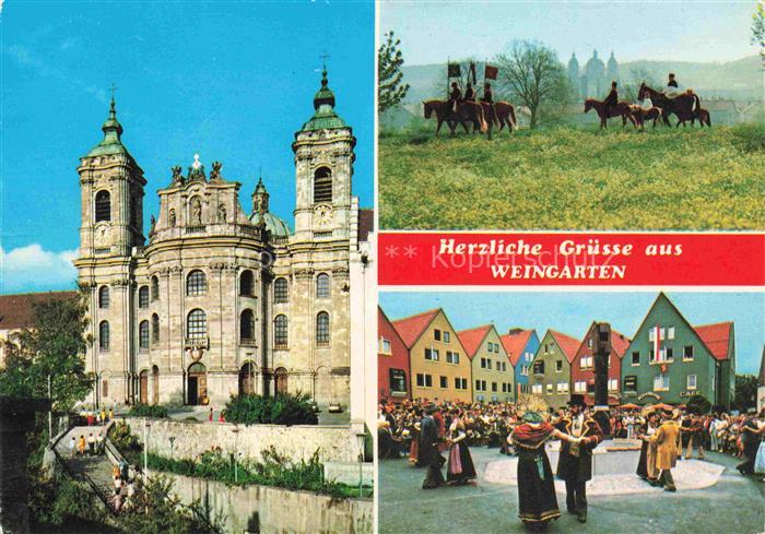 Weingarten Wuerttemberg Basilika Blutritt Reiter Marktplatz Volkstanz Tracht Sta