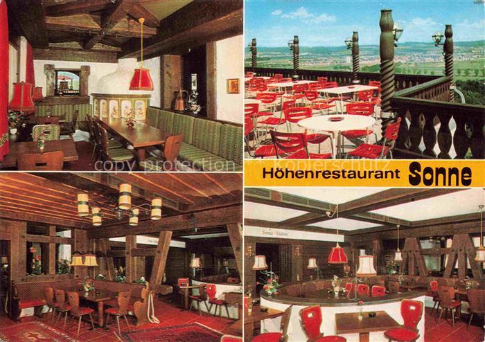 Berg Ravensburg Hoehenrestaurant-Sonne Gaststube Sonnenterrasse Panorama Schusse
