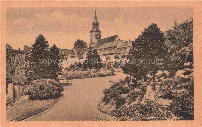 Hohenstein-Ernstthal Sachsen Kirche Kirchturm Strasse Haeuser Baeume Sachsenring