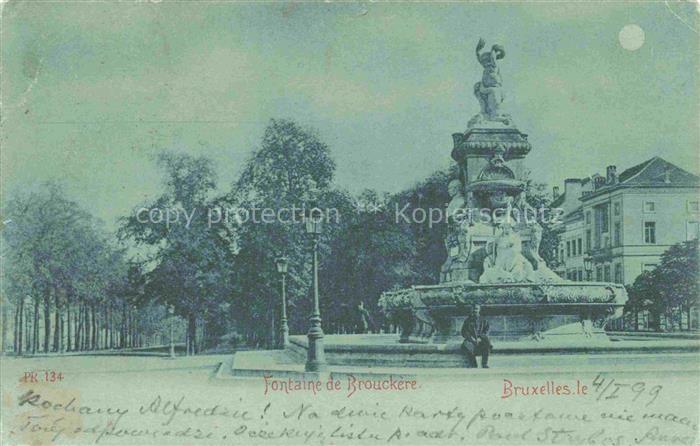 BRUXELLES Bruessel Brussels Fontaine-de-Brouckère Brunnen Skulptur Laterne Baeum