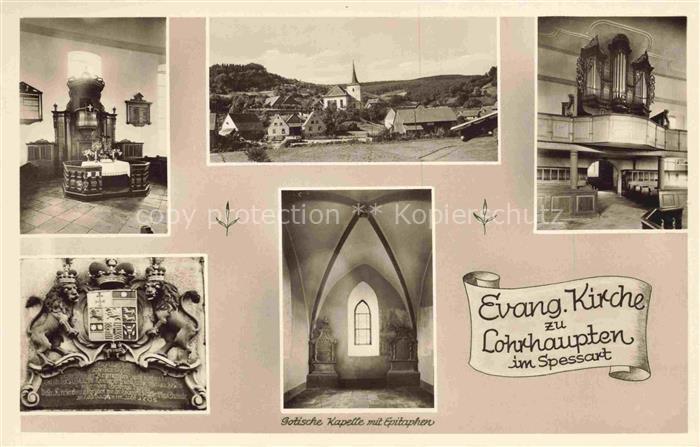 Lohrhaupten Spessart Floersbachtal Hessen Evangelische-Kirche Altar Orgel Gotisc