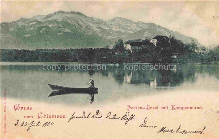 Chiemsee Bayern Herren-Insel Kampenwand See Boot Kloster Insel Berge