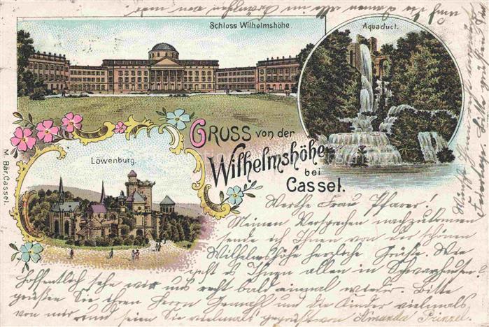 Wilhelmshoehe  KAssEL Schloss-Wilhelmshoehe Aquaedukt Loewenburg Wasserfall Park