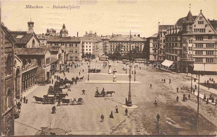 Allach MueNCHEN Bayern Bahnhofplatz Bahnhof Strassenbahn Pferdefuhrwerk Platz Pa