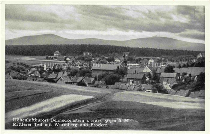 Benneckenstein Harz Sachsen-Anhalt Ortsansicht Kirche Wurmberg Brocken Harz Feld
