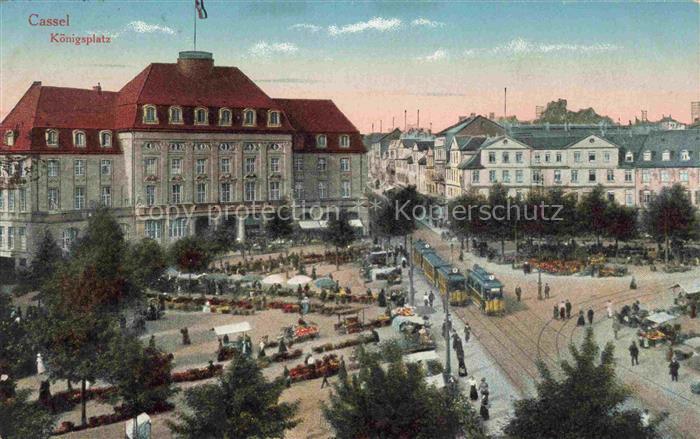 Cassel KAssEL Koenigsplatz Strassenbahn Markt Passanten Gruenderzeit Rathaus Pl