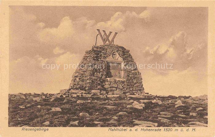 Krummhuebel Karpacz Riesengebirge PL Mahlhuebel Hohenrade Gipfel Steinpyramide D