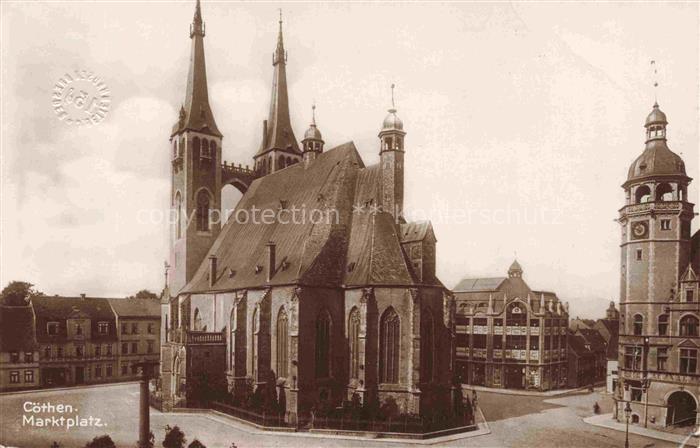 Koethen Coethen Sachsen-Anhalt Marktplatz St.-Jakob-Kirche Kirchtuerme Rathaus B