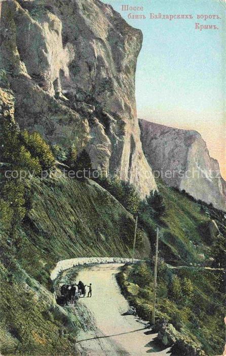 Crimee Krim Crimea Baydarskije-Worota Bergpass Felswand Schlucht Strasse Kutsche