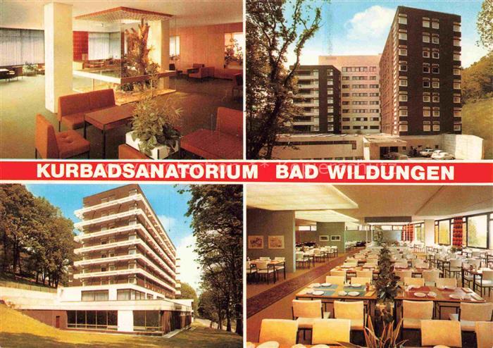 BAD WILDUNGEN Hessen Kurbadsanatorium Hochhaus Lobby Restaurant Kurpark Modernba