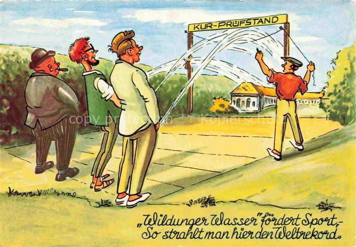 BAD WILDUNGEN Hessen Karikatur Kur-Pruefstand Wildunger-Wasser Sport Kurort Humo