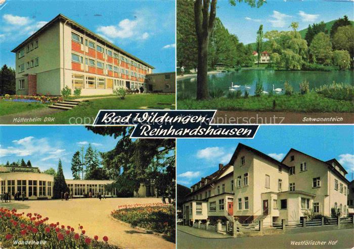 Reinhardshausen Bad Wildungen Hessen Muetterheim-DRK Schwanenteich Wandelhalle W