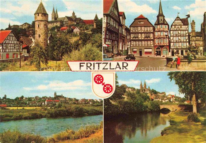 Fritzlar Hessen Stadtturm Dom Marktplatz Fachwerkhaeuser Eder Bruecke Stadtansic