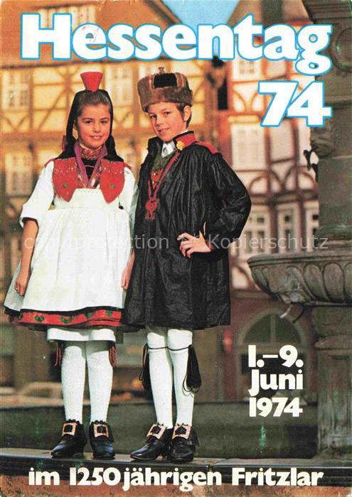 Fritzlar Hessen Hessentag Tracht Kinder Fachwerk 1250-Jahre-Fritzlar WM74 Sonder