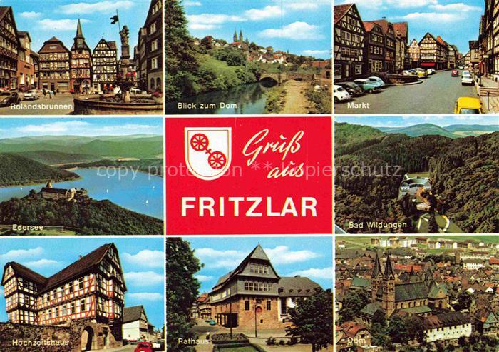 Fritzlar Hessen Rolandsbrunnen Markt Rathaus Dom Hochzeitshaus Edersee Bad-Wildu