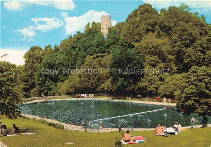 Knuellwald Schwimmbad Burgturm Freibad Wald Erholungsort Badeende Liegewiese