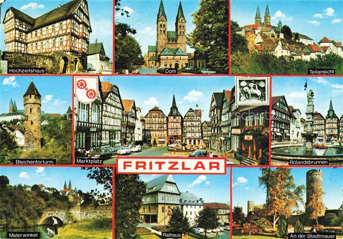 Fritzlar Hessen Hochzeitshaus Dom Bleichentorturm Marktplatz Rolandsbrunnen Male