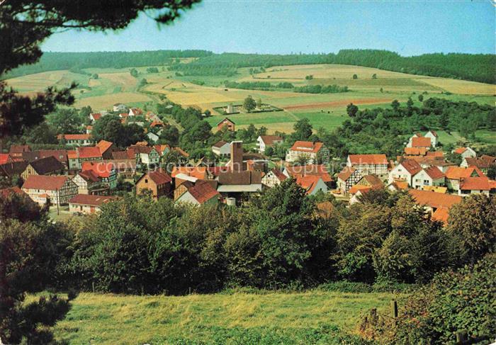 Rengshausen Beisetal Knuellwald Hessen Dorfansicht Fachwerkhaus Felder Huegel Wa