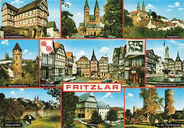 Fritzlar Hessen Hochzeitshaus Dom Teilansicht Bleichentorturm Marktplatz Rolands