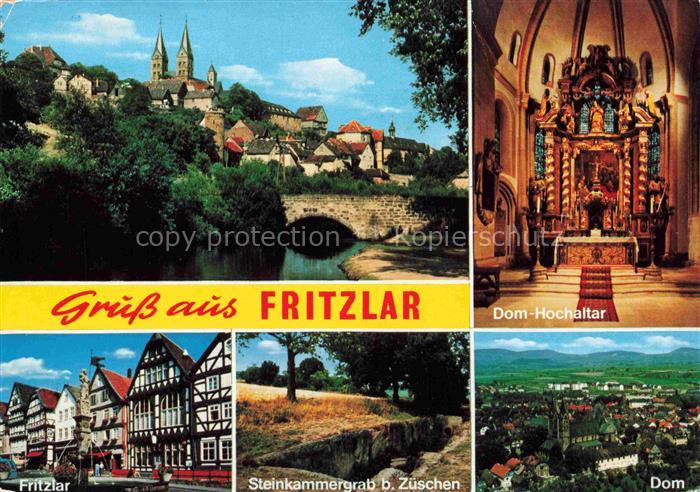 Fritzlar Hessen Dom-Hochaltar Fachwerk Steinkammergrab Zueschen Stadtansicht Edd
