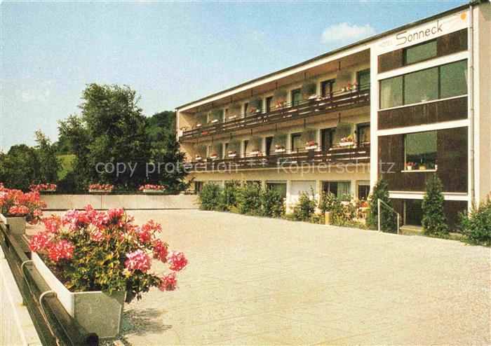 Rengshausen Beisetal Knuellwald Hessen Hotel-Sonneck Terrasse Blumen Balkon Baeu