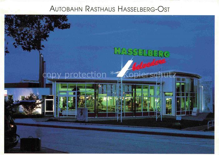 Knuellwald Autobahn-Rasthaus Hasselberg-Ost Belvedere Restaurant Nacht Leuchtrek