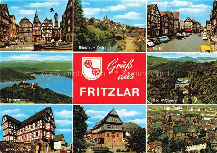 Fritzlar Hessen Rolandsbrunnen Markt Dom Fachwerkhaus Rathaus Hochzeitshaus Eder