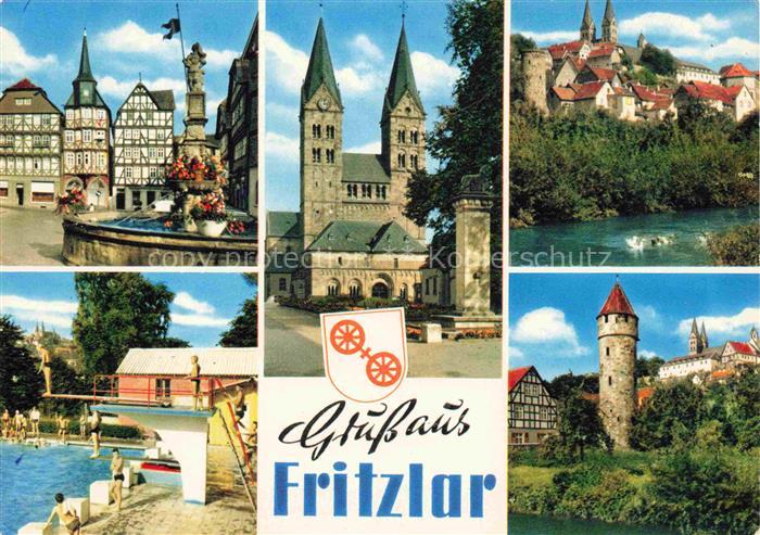 Fritzlar Hessen Dom Markt Brunnen Fachwerkhaus Freibad Burg Turm Fluss