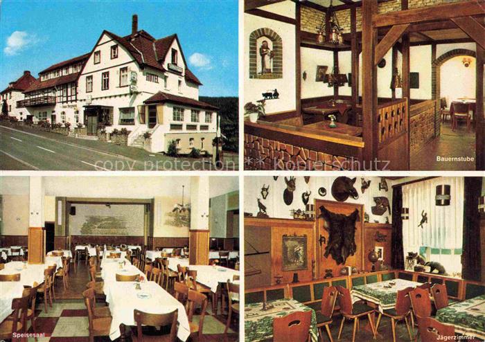 Hemfurth-Edersee Edertal Hessen Hotel-Haus-Bergmann Bauernstube Speisesaal Jaege
