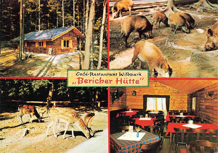 Hemfurth-Edersee Edertal Hessen Wildpark Café-Restaurant Holzhuette Wildschweine