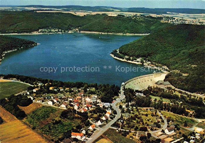 Edersee Edertal Hessen Fliegeraufnahme Edersee Edertalsperre Sperrmauer Waldeck