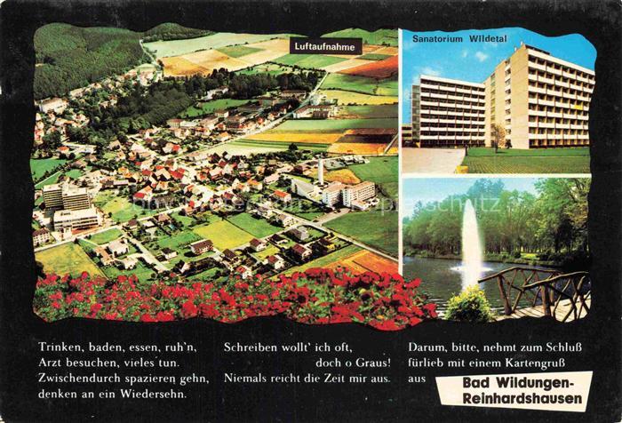 Reinhardshausen Bad Wildungen Hessen Sanatorium-Wildetal Luftaufnahme Springbrun