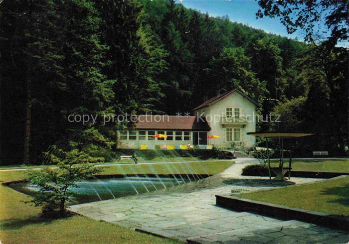 BAD WILDUNGEN Hessen Café-Helenental Springbrunnen Park Terrasse Wald