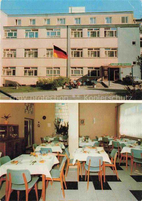 BAD WILDUNGEN Hessen Klinik-Glueckauf Sanatorium Deutsche-Flagge Speisesaal Tisc