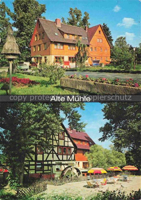 BAD WILDUNGEN Hessen Alte-Muehle Sanatorium Kurklinik Fachwerkhaus Muehlrad Gart