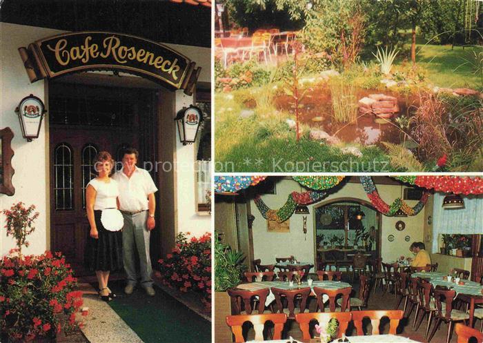 Odershausen Bad Wildungen Hessen Gasthaus-Café-Roseneck Eingang Paar Garten Teic